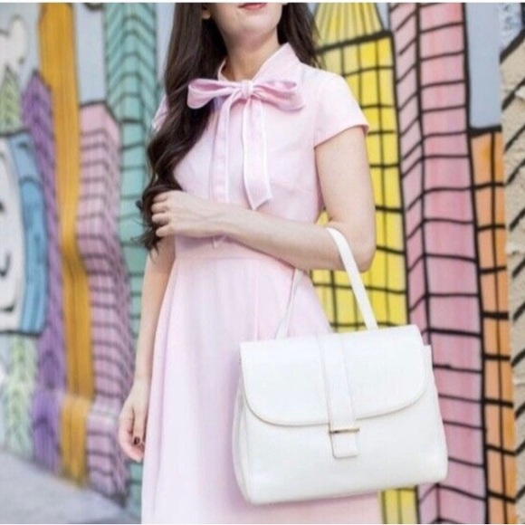 J.Crew Dress Blythe Tie Neck 365 Crepe Cap Sleeve Baby Pink sz 8 - Picture 2 of 9